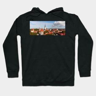 View from Toompea of the Lower Town, Old Town with Olai's Church or Oleviste Kirik, and a tower of the city wall, Tallinn, Estonia, Europe Hoodie